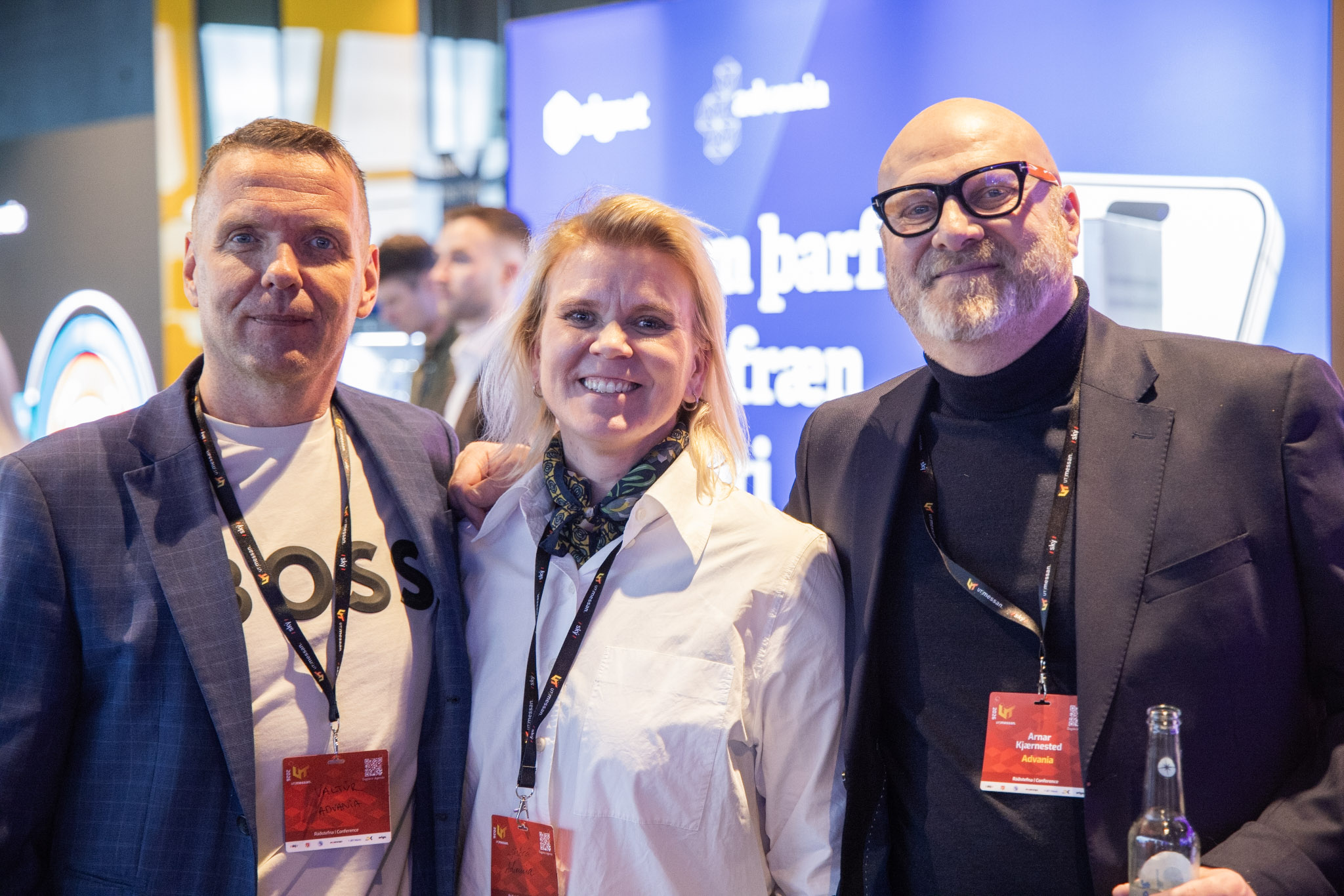 Valtýr Gíslason, Ljósbrá Logadóttir og Arnar Þór Kjærnested frá Innviðalausnum Advania létu sig ekki vanta. Mynd: Advania/Jón Snær Ragnarsson
