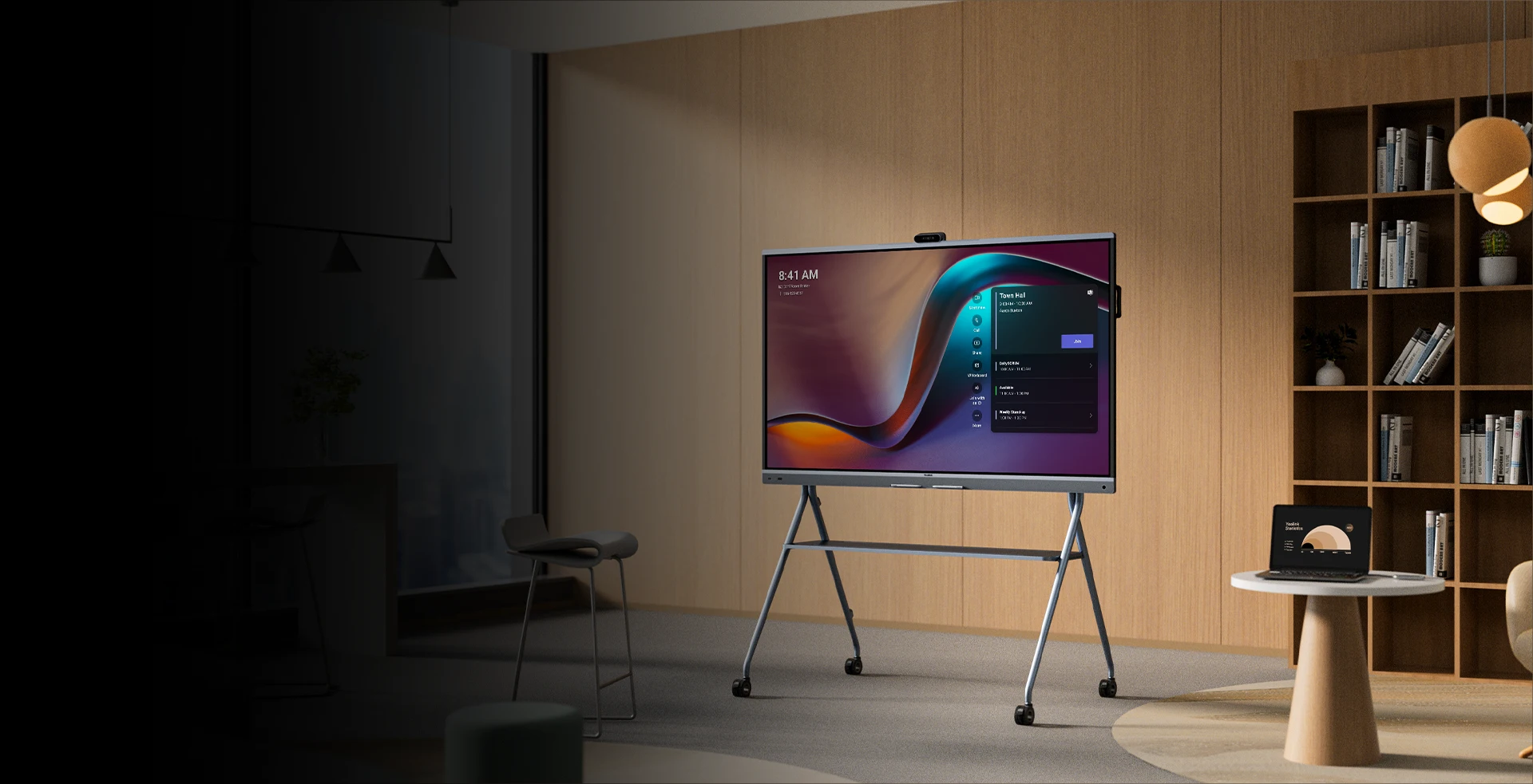 Nýjasta kynslóðin af Meetingboard Pro. Frábær græja sem sameinar allan búnað sem fundarherbergið þarf í einum skjá. Fjarfundarbúnaður, teiknitafla og snertiskjár.